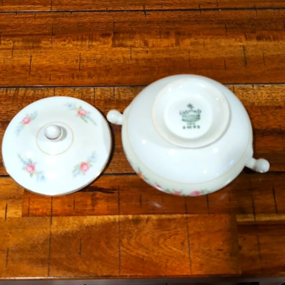 VTG 40's Homer Laughlin Eggshell Nautilus Ferndale China Creamer And Sugar Bowl